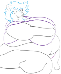 Size: 4000x4800 | Tagged: safe, artist:thalane.dragonness, oc, oc only, oc:shadow melody, anthro, bbw, fat, lineart, morbidly obese, obese, ssbbw, weight gain, wip