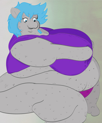 Size: 4000x4800 | Tagged: safe, artist:thalane.dragonness, edit, oc, oc only, oc:shadow melody, anthro, bbw, fat, morbidly obese, obese, ssbbw, sweat, weight gain