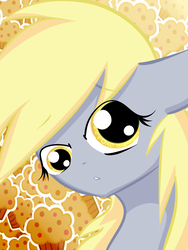 Size: 768x1024 | Tagged: safe, artist:lucitfandmlp, derpy hooves, pegasus, pony, g4, female, food, looking at you, mare, muffin, solo