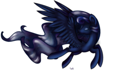 Size: 3800x2159 | Tagged: safe, artist:ilynalta, princess luna, alicorn, pony, g4, eyes closed, female, high res, mare, simple background, solo, transparent background