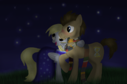 Size: 1202x800 | Tagged: safe, artist:startoucher, derpy hooves, doctor whooves, time turner, earth pony, pegasus, pony, g4, duo, female, male, mare, ship:doctorderpy, shipping, stallion, straight