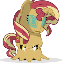 Size: 751x762 | Tagged: safe, artist:mlp-trailgrazer, sunset shimmer, mimikyu, g4, crossover, female, pokémon, simple background, solo, transparent background, vector