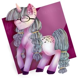 Size: 1900x1900 | Tagged: safe, artist:kokona-haruto, oc, oc only, pony, unicorn, female, glasses, grey hair, long hair, mare, solo