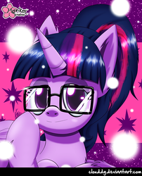 Size: 807x1000 | Tagged: safe, artist:clouddg, sci-twi, twilight sparkle, alicorn, pony, g4, equestria girls ponified, female, glasses, looking at you, ponified, ponytail, smiling, solo, twilight sparkle (alicorn)