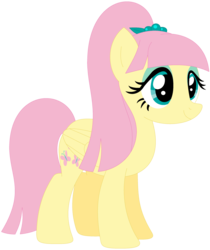 Size: 1024x1218 | Tagged: safe, artist:ra1nb0wk1tty, fluttershy, sour sweet, pegasus, pony, g4, equestria girls ponified, eyelashes, eyeshadow, female, folded wings, makeup, mare, pink mane, ponified, recolor, simple background, smiling, solo, standing, teal eyes, transparent background, wings