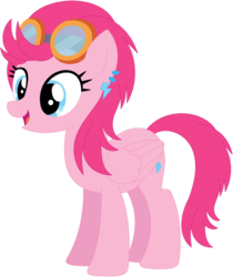 Size: 1024x1220 | Tagged: safe, artist:ra1nb0wk1tty, indigo zap, pinkie pie, pegasus, pony, g4, ear piercing, earring, equestria girls ponified, female, goggles, jewelry, mare, piercing, ponified, recolor, simple background, solo, transparent background