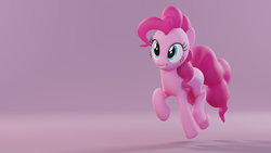 Size: 3840x2160 | Tagged: safe, alternate version, artist:therealdjthed, pinkie pie, earth pony, pony, g4, 3d, 3d model, blender, blender cycles, cycles render, female, high res, mare, model:djthed, simple background, smiling, solo, wallpaper