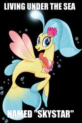 Size: 784x1174 | Tagged: safe, princess skystar, seapony (g4), g4, my little pony: the movie, caption, catasterism, critical research failure, female, image macro, impact font, op is a duck, solo