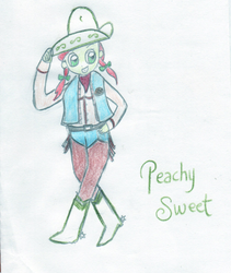 Size: 563x668 | Tagged: safe, anonymous artist, peachy sweet, equestria girls, g4, apple family member, equestria girls-ified, female, solo, traditional art