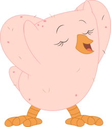Size: 3099x3561 | Tagged: safe, artist:porygon2z, owlowiscious, bird, owl, g4, abomination, dancing, featherless, high res, male, my eyes, nudity, simple background, solo, transparent background, vector, why