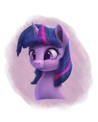 Size: 800x1000 | Tagged: safe, artist:vanillaghosties, twilight sparkle, pony, g4, bust, cute, female, mare, portrait, smiling, smirk, solo, speedpaint available, twiabetes