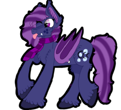 Size: 1200x1088 | Tagged: safe, artist:caramelsketch, oc, oc only, oc:bubble echos, bat pony, bad anatomy, bat pony oc, simple background, tongue out, transparent background, unshorn fetlocks