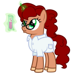 Size: 7000x7000 | Tagged: safe, artist:worstsousaphonehorse, oc, oc only, pony, unicorn, absurd resolution, clothes, female, glasses, glowing horn, horn, lab coat, magic, simple background, solo, test tube, transparent background, vector