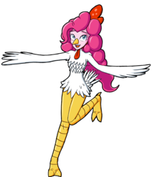 Size: 2795x3272 | Tagged: safe, artist:artemis-polara, pinkie pie, equestria girls, g4, animal costume, chicken suit, clothes, costume, female, high res, open mouth, simple background, solo, transparent background