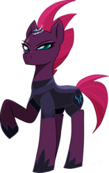 Size: 2130x3384 | Tagged: safe, artist:ender-spark, artist:koichi-kunt, tempest shadow, pony, unicorn, g4, my little pony: the movie, armor, broken horn, eye scar, female, glowing horn, high res, horn, looking at you, mare, raised hoof, scar, simple background, solo, sparking horn, transparent background, vector