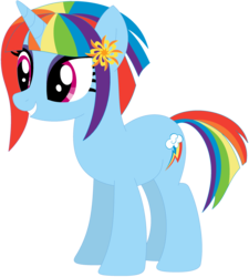 Size: 1024x1137 | Tagged: safe, artist:ra1nb0wk1tty, rainbow dash, sunny flare, pony, unicorn, g4, equestria girls ponified, female, mare, ponified, recolor, simple background, solo, transparent background