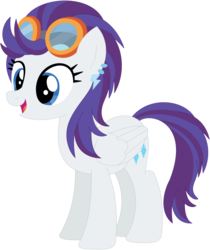 Size: 1024x1220 | Tagged: safe, artist:ra1nb0wk1tty, indigo zap, rarity, pegasus, pony, g4, ear piercing, earring, equestria girls ponified, female, goggles, jewelry, mare, palette swap, piercing, ponified, recolor, simple background, solo, transparent background