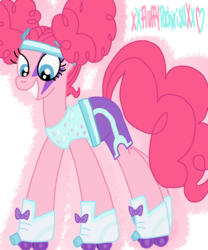Size: 1024x1229 | Tagged: safe, artist:xxfluffypachirisuxx, pinkie pie, earth pony, pony, g4, scare master, female, pinkie puffs, roller skates, simple background, solo, transparent background