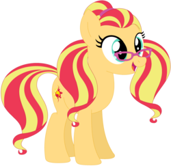 Size: 1024x995 | Tagged: safe, artist:ra1nb0wk1tty, sugarcoat, sunset shimmer, earth pony, pony, g4, equestria girls ponified, female, glasses, mare, ponified, recolor, simple background, solo, sunspecs shimmer, transparent background