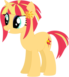 Size: 1024x1137 | Tagged: safe, artist:ra1nb0wk1tty, sunny flare, sunset shimmer, pony, unicorn, g4, equestria girls ponified, female, mare, ponified, recolor, simple background, solo, transparent background