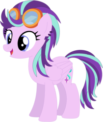 Size: 1024x1219 | Tagged: safe, artist:ra1nb0wk1tty, indigo zap, starlight glimmer, pegasus, pony, g4, ear piercing, earring, equestria girls ponified, female, goggles, jewelry, mare, piercing, ponified, recolor, simple background, solo, transparent background