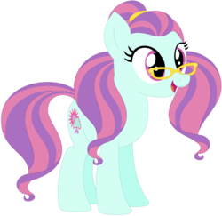 Size: 1024x994 | Tagged: safe, artist:ra1nb0wk1tty, sugarcoat, sunny flare, earth pony, pony, g4, equestria girls ponified, female, glasses, mare, ponified, recolor, simple background, solo, transparent background