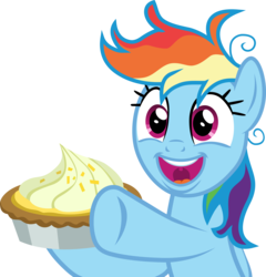 Size: 3415x3561 | Tagged: safe, artist:frownfactory, rainbow dash, pegasus, pony, g4, secrets and pies, .svg available, cute, dashabetes, faic, female, food, high res, lemon meringue pie, mare, messy mane, pie, simple background, smiling, solo, svg, transparent background, vector