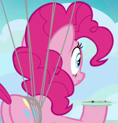 Size: 688x720 | Tagged: safe, screencap, pinkie pie, earth pony, pony, g4, secrets and pies, balloonbutt, butt, cropped, female, plate, plot, solo