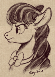 Size: 1226x1704 | Tagged: safe, artist:stardustyruby, octavia melody, earth pony, pony, g4, bowtie, bust, female, frown, mare, monochrome, profile, solo