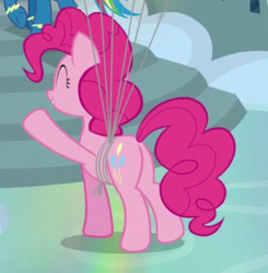 Size: 288x294 | Tagged: safe, screencap, pinkie pie, earth pony, pony, g4, secrets and pies, butt, cropped, eyes closed, female, mare, plot, solo