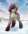 Size: 1481x1826 | Tagged: safe, artist:rrusha, oc, oc only, oc:toffi, earth pony, pony, chest fluff, female, mare, raised hoof, scenery, smiling, snow, solo, speedpaint available, winter