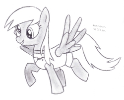 Size: 2340x1883 | Tagged: safe, artist:drchrisman, derpy hooves, pegasus, pony, g4, female, monochrome, simple background, solo, traditional art