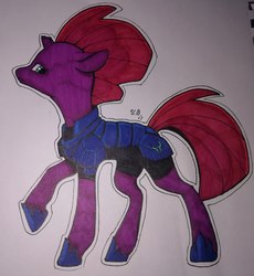Size: 1824x1982 | Tagged: safe, artist:aliceub, tempest shadow, pony, unicorn, g4, my little pony: the movie, armor, broken horn, female, floppy ears, horn, mare, raised hoof, solo, traditional art