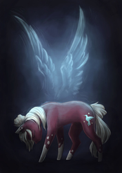 Size: 2480x3508 | Tagged: safe, artist:cvanilda, oc, oc only, oc:lineth, eyes closed, floating wings, high res, solo