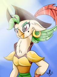 Size: 2944x3925 | Tagged: safe, artist:viejillox64art, captain celaeno, bird, parrot pirates, anthro, g4, my little pony: the movie, female, high res, pirate, solo