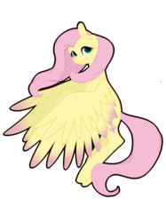 Size: 1024x1368 | Tagged: safe, artist:star-skye, fluttershy, pegasus, pony, g4, colored wings, colored wingtips, female, looking at you, simple background, smiling, solo, spread wings, transparent background, turned head, wings