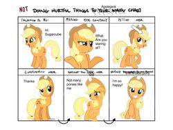 Size: 960x720 | Tagged: safe, applejack, earth pony, pony, g4, applejack's hat, arrow, blushing, cowboy hat, doing loving things, happy, hat, meme, shrug