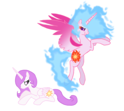 Size: 2028x1820 | Tagged: safe, artist:flipwix, princess celestia, alicorn, pony, the flutterby effect, g4, alternate universe, blue fire, cewestia, corrupted, female, filly, mane of fire, nightmare, nightmarified, pink-mane celestia, rearing, simple background, transparent background, younger