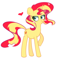 Size: 1400x1400 | Tagged: safe, artist:turtlefarminguy, sunset shimmer, pony, unicorn, g4, female, heart, raised hoof, simple background, solo, transparent background