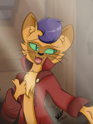Size: 2944x3925 | Tagged: safe, artist:viejillox64art, capper dapperpaws, cat, anthro, g4, my little pony: the movie, cat ears, chest fluff, high res, male, solo