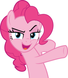Size: 5688x6492 | Tagged: safe, artist:jhayarr23, pinkie pie, earth pony, pony, g4, secrets and pies, absurd resolution, cute, female, mare, raised hoof, simple background, smug, solo, transparent background, vector