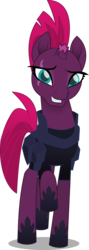 Size: 2000x5637 | Tagged: safe, artist:jhayarr23, tempest shadow, pony, unicorn, g4, my little pony: the movie, armor, broken horn, cute, eye scar, female, grin, happy, high res, horn, looking at you, mare, raised hoof, scar, shadow, sheepish grin, simple background, smiling, solo, tempestbetes, transparent background, vector, when she smiles