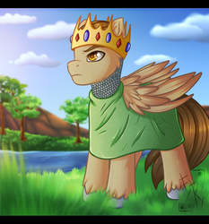 Size: 2000x2150 | Tagged: safe, artist:fkk, oc, oc only, pegasus, pony, crown, gift art, high res, jewelry, male, present, regalia, solo, stallion