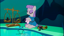 Size: 1920x1080 | Tagged: safe, edit, edited screencap, screencap, boulder (g4), maud pie, g4, uncommon bond, boulder clone, cave, cave pool, clone, mirror pool