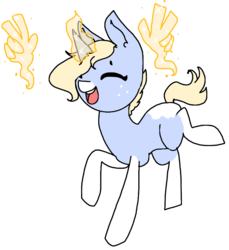 Size: 697x762 | Tagged: safe, artist:nootaz, oc, oc only, oc:nootaz, pony, unicorn, cute, double peace sign, eyes closed, freckles, hand, magic, magic hands, peace sign, simple background, smiling, solo, transparent background
