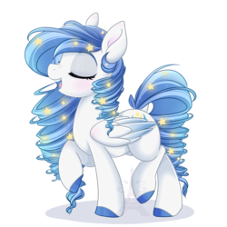 Size: 1600x1600 | Tagged: safe, artist:pvrii, oc, oc only, oc:midnight radiance, pegasus, pony, my little pony: the movie, eyes closed, female, mare, movie accurate, open mouth, race swap, simple background, smiling, solo, style emulation, transparent background