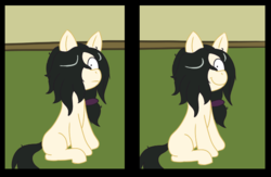 Size: 600x390 | Tagged: safe, artist:scraggleman, oc, oc only, oc:floor bored, earth pony, pony, 2 panel comic, 4chan, blank flank, comic, female, mare, reaction image, sitting, solo, want