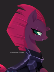 Size: 1000x1347 | Tagged: safe, artist:snow angel, tempest shadow, pony, unicorn, g4, my little pony: the movie, broken horn, female, horn, looking at you, simple background, solo