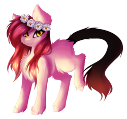 Size: 4233x3937 | Tagged: safe, artist:crazllana, oc, oc only, earth pony, pony, absurd resolution, augmented tail, female, floral head wreath, flower, mare, simple background, solo, transparent background