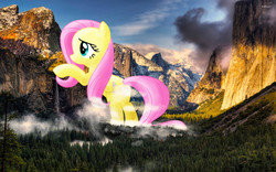 Size: 1920x1200 | Tagged: safe, artist:flutterbatismagic, fluttershy, pegasus, pony, g4, california, destruction, exploitable meme, female, funny, giant ponies in real life, giant pony, giantess, huge, irl, macro, macro/micro, mare, meme, mountain, mountain range, nature, photo, photography, photomanipulation, ponies in real life, rearing, silly, silly pony, solo, sunset, waterfall